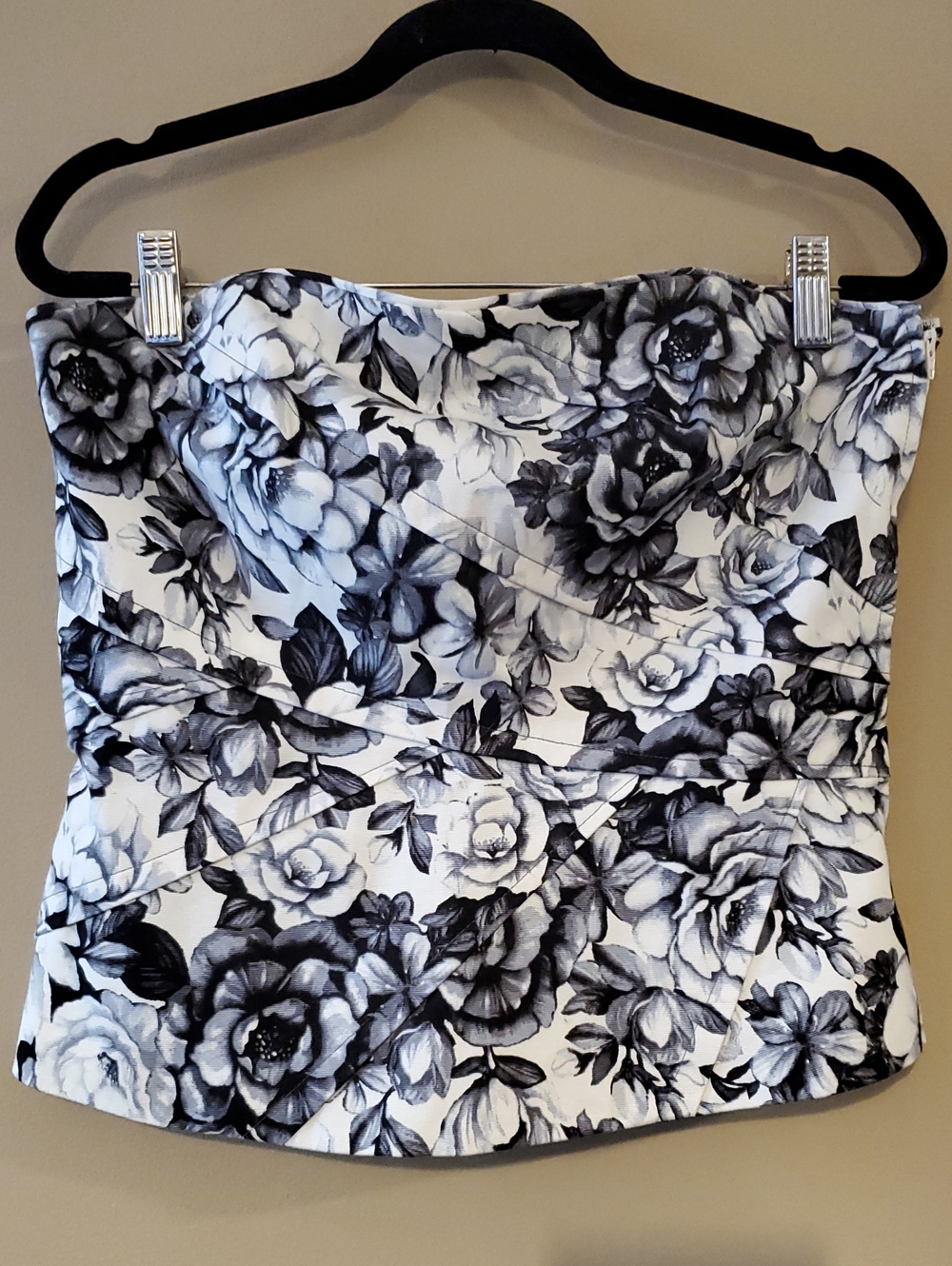 White House Black Market Floral Corset In Black And White Size 8